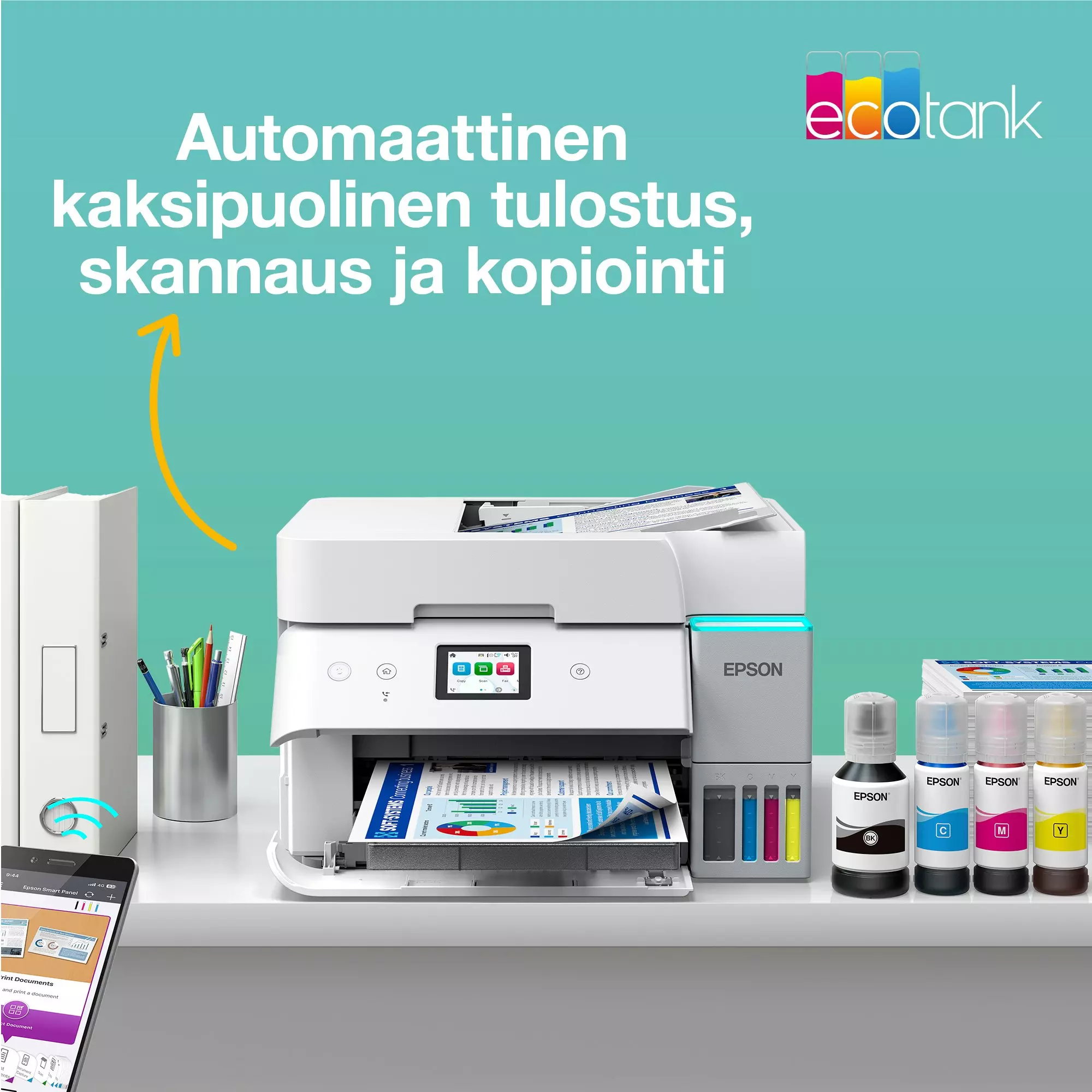 EPSON C11CL40403, EcoTank ET-4956 Ink MFP A4 18ppm, ISO USB WLAN Wi-Fi, monitoimitulostin, A4, 18 s/min, - Image 8