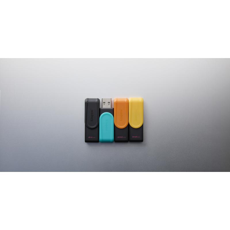 KINGSTON 128GB DATATRAVELER USB 3.2 EXODIA S (MUSTA/TURKOOSI) MUISTITIKKU