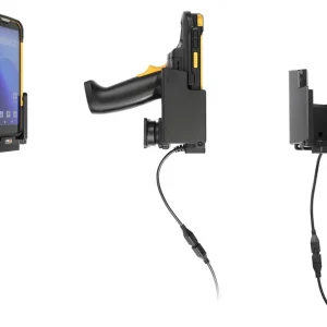 Brodit 712441 – Aktiivinen ajoneuvoteline Pogo Pin -latauksella CipherLab RS38:lle, Rubber Boot + Pistol Grip, 12/24 V