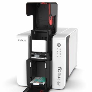 Evolis PM2-0026-E – Primacy 2 -korttitulostimen LED-versio, korttilokerot avoinna