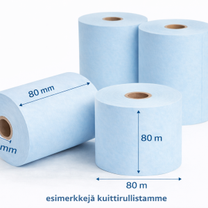 HEIPA 55080-70242, Receipt rolls, 80 mm x 80 m, grammage: 48g, Core: 12 mm, longlife (up to 35 years), free of Bisphenol, Colour: Light blue