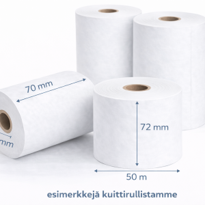 Heipa 45070-40709, Receipt Rolls, Normal Paper, Roll Width 70 mm x 50 m, Roll Diameter: 72 mm, Core Diameter: 12.7 mm, Grammage: 60 g, Colour: White