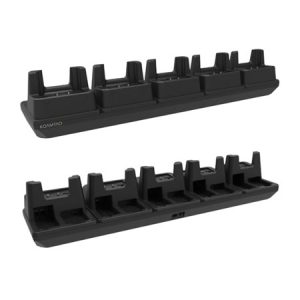 KOAMTAC 896451, 5-paikkainen lataustelakka KDC470/KDC475/KDC480/KDC485 SmartSled Pistol Grip -malleille, virtalähde ja EU-/UK-virtajohdot