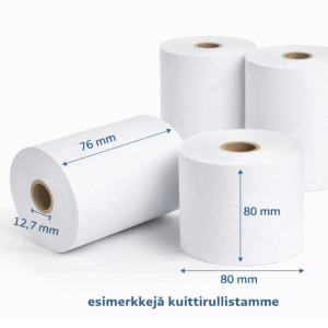 Heipa 45076-30703, Receipt paper Rolls, Normal Paper, 76 mm, 65 mm, 12.7 mm, White