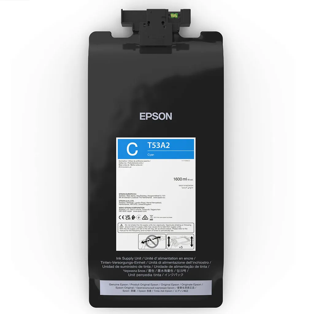 Epson C13T53A20N, T53A2 Cyan Ink 1.6 L RIPS mustepakkaus 1 kpl Alkuperäinen Syaani (T7700DL)