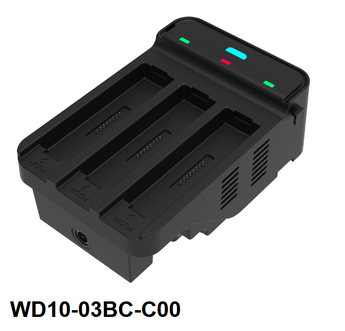 M3 WD10-03BC-C00 - 3-Slot Battery Charger, order separately: power supply and power cord, fits for: WD10