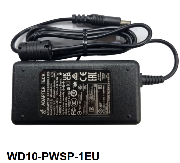 M3 WD10-PWSP-1EU - Power Supply 100~240VAC, 12VDC, 3A. Includes EU power code