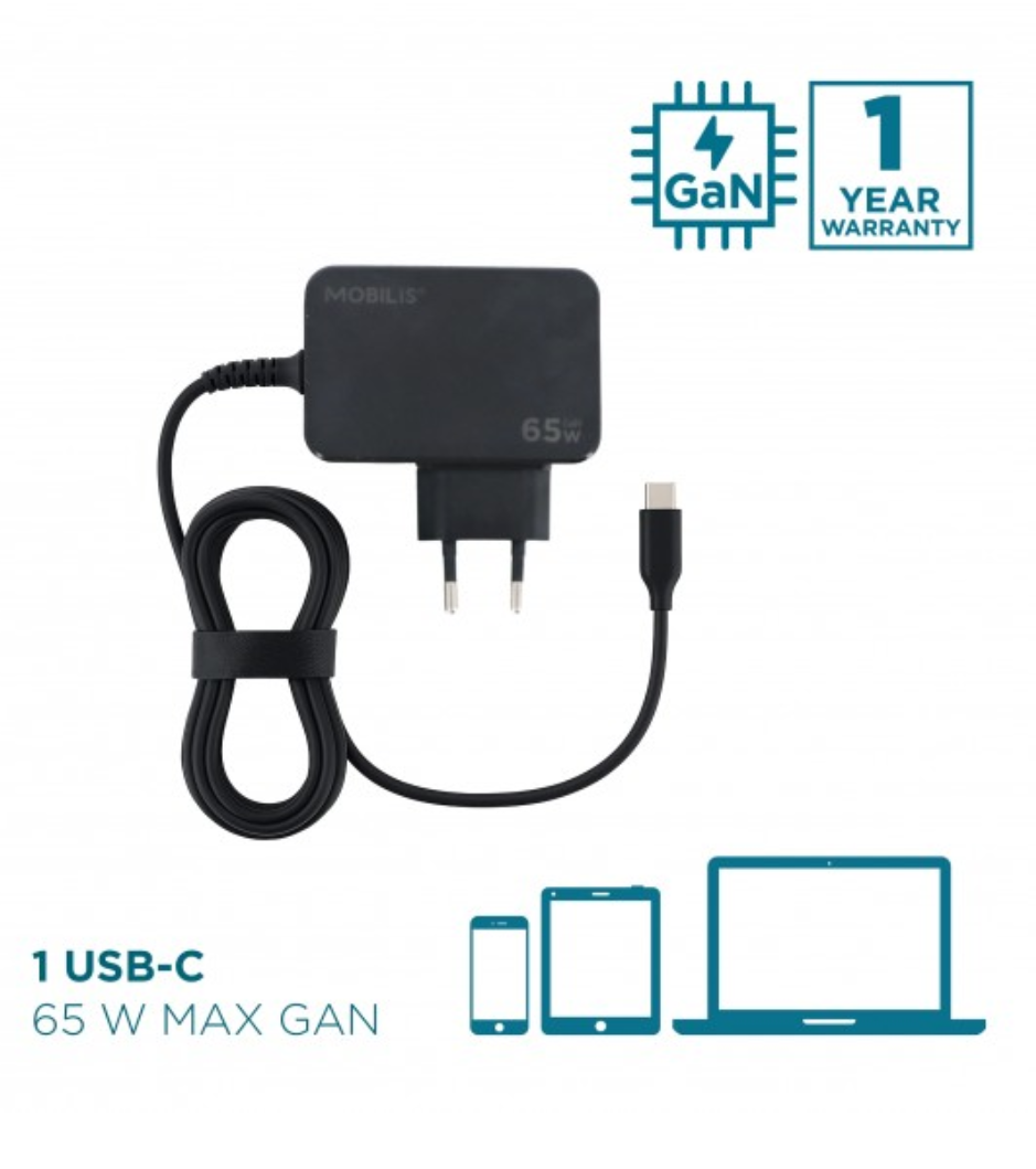 Mobilis Case 020015 - Energia Charger - 65W USB-C Laptop Charger with Integrated 1.8m Cable - Soft bag - Image 2