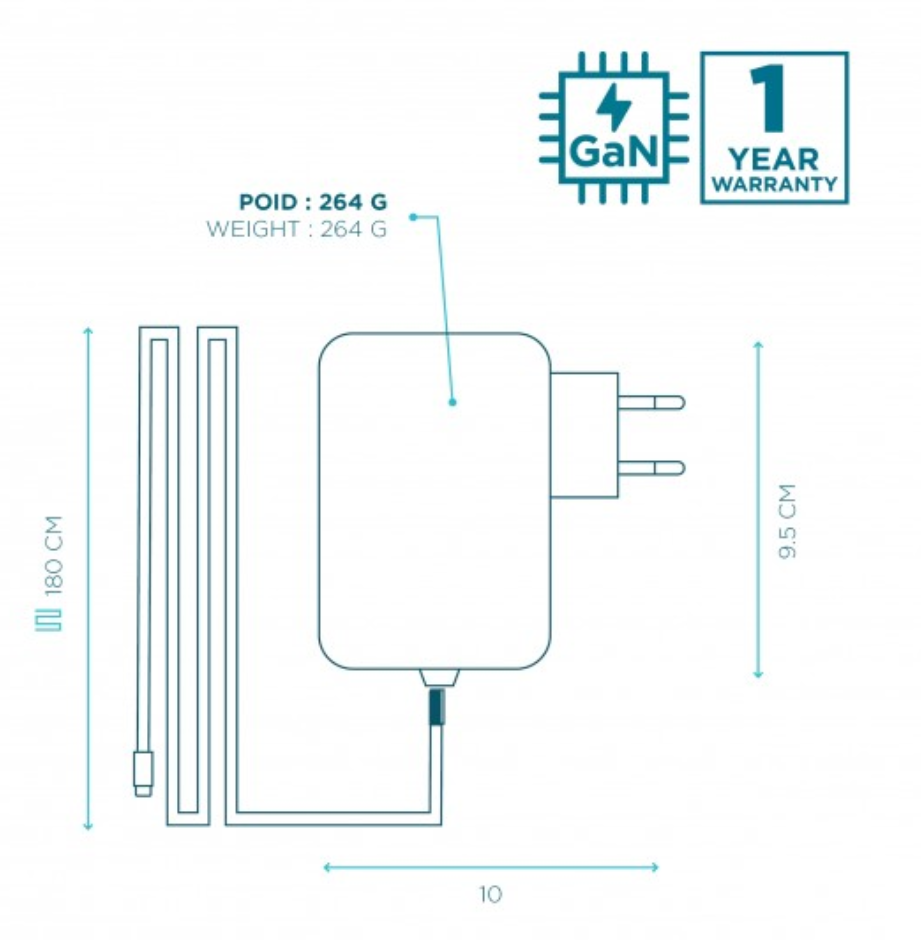 Mobilis Case 020023 - Energia Charger - 100W USB-C Laptop Charger with Integrated 1.8m Cable - Image 4