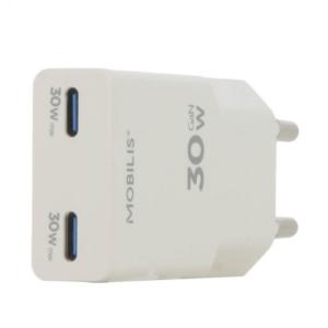 Mobilis Case 020026 - Energia Charger - 30W Ultra-Thin Wall Charger - 2 USB C - White SN-TC301YD2E30
