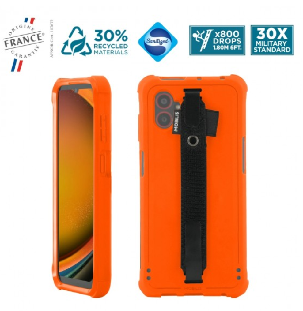 Mobilis Case 052066 - PROTECH - Case - Safety Orange + Handstrap for Galaxy XCover7 Pro