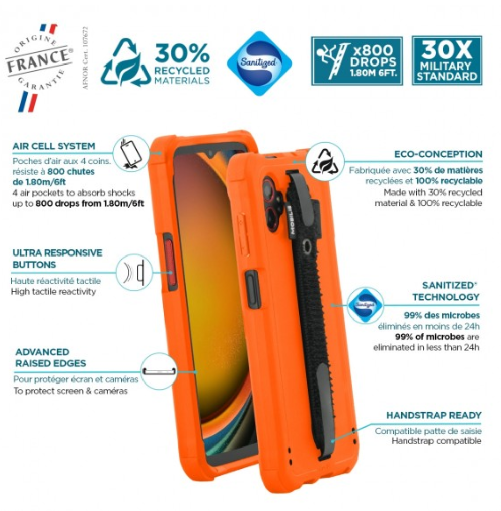 Mobilis Case 052066 - PROTECH - Case - Safety Orange + Handstrap for Galaxy XCover7 Pro - Image 3