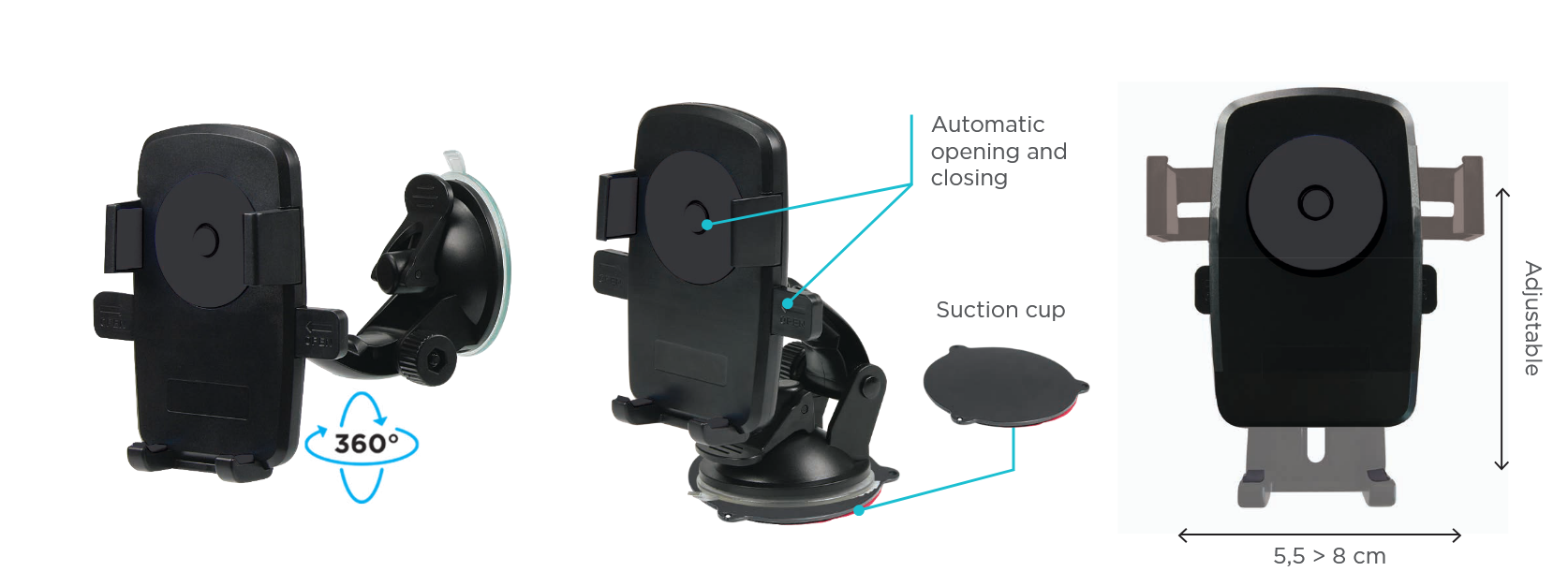 Mobilis Case 001289 - Universal 2in1 Suction - Dashboard with Automatic Smartphone Mount