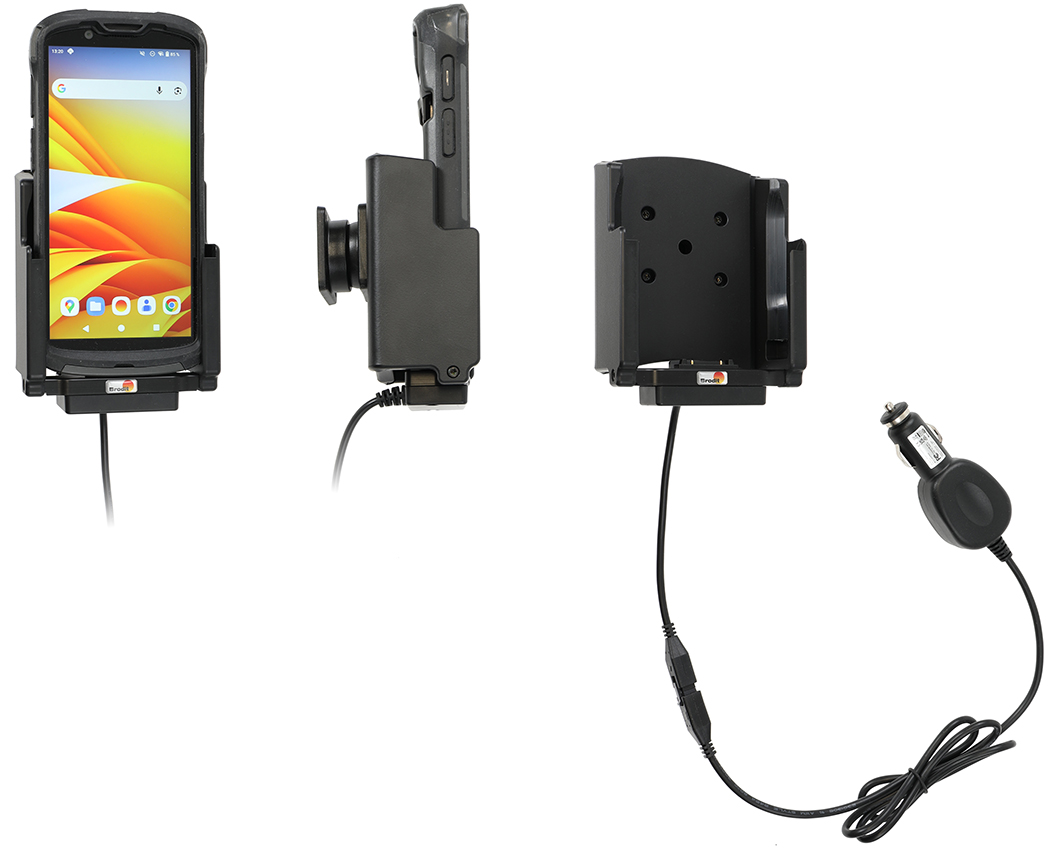 Brodit 712488 - Active holder with cig-plug - for Zebra TC58, Zebra TC58e, Zebra TC53e and others with Zebra original Rugged Boot and PD20 Payment Back With tilt swivel