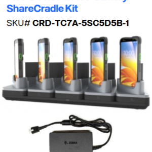 Zebra CRD-TC7A-5SC5D5B-1 - Charging station, 5 slots, charging 5 devices and 5 spare batteries, fits for: TC701