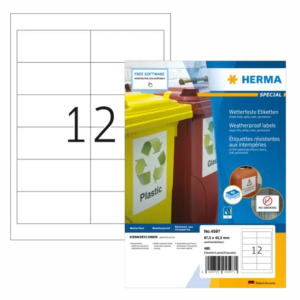 HERMA 006R04597 - 4597 Säänkestävät mustesuihkuetiketit A4, 97 x 42,3 mm, valkoinen, pysyvä tarttuvuus