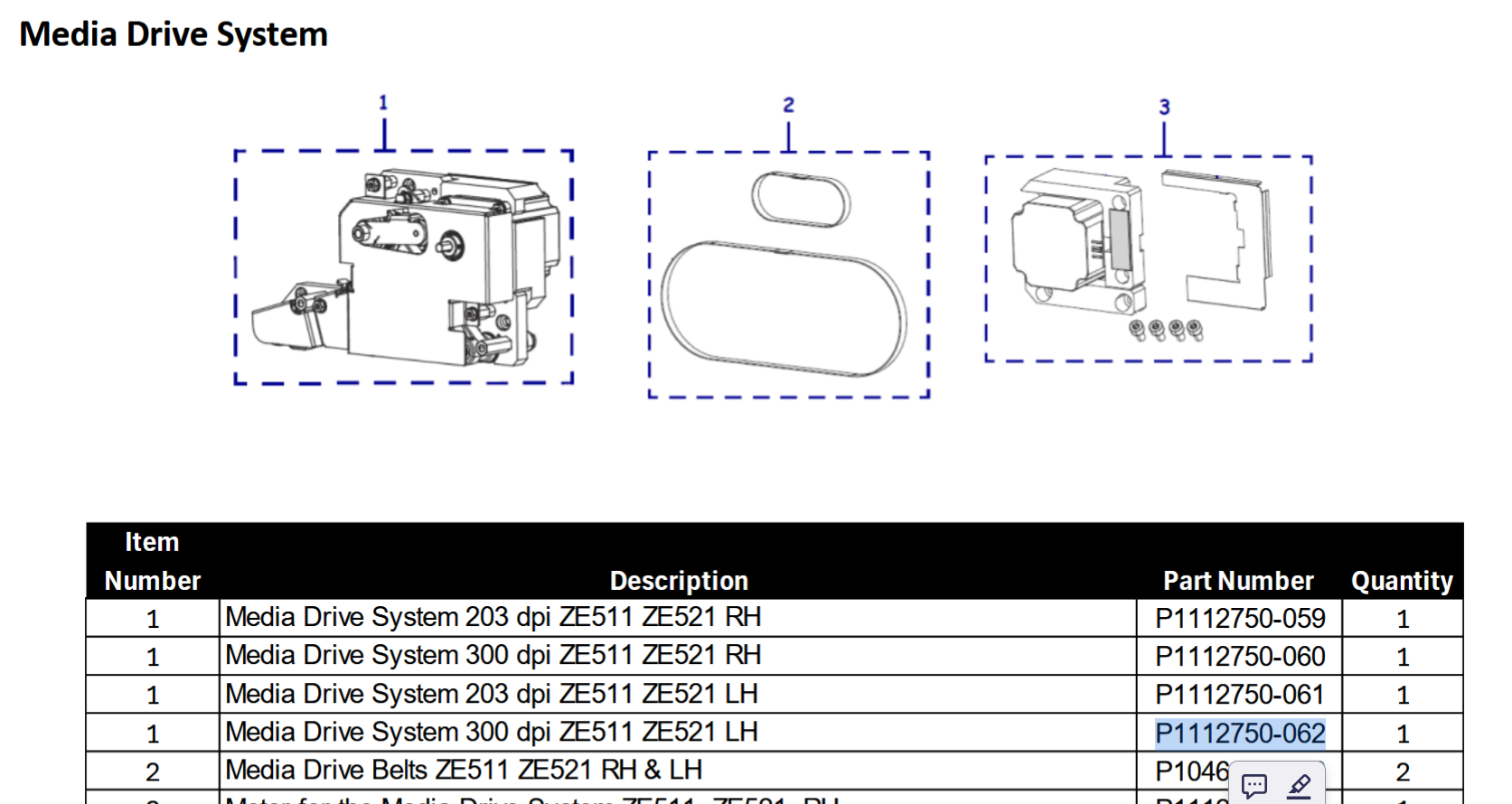 Zebra P1112750-062 - Kit, Media Drive System 300dpi and 600dpi, ZE511, ZE521, LH - Image 3