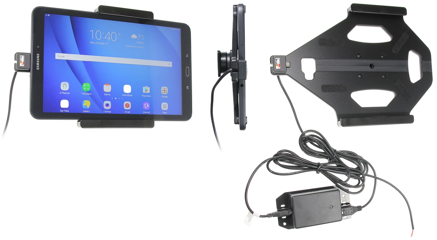 Brodit 513919 - Active holder for fixed installation - Samsung Galaxy Tab A 10.1 2016 . With tilt swivel, with Molex adapter system.