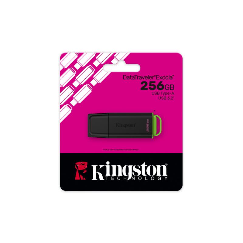 KINGSTON 256 GB DATATRAVELER EXODIA, USB-A 3.2 GEN1 (BLACK/GREEN)