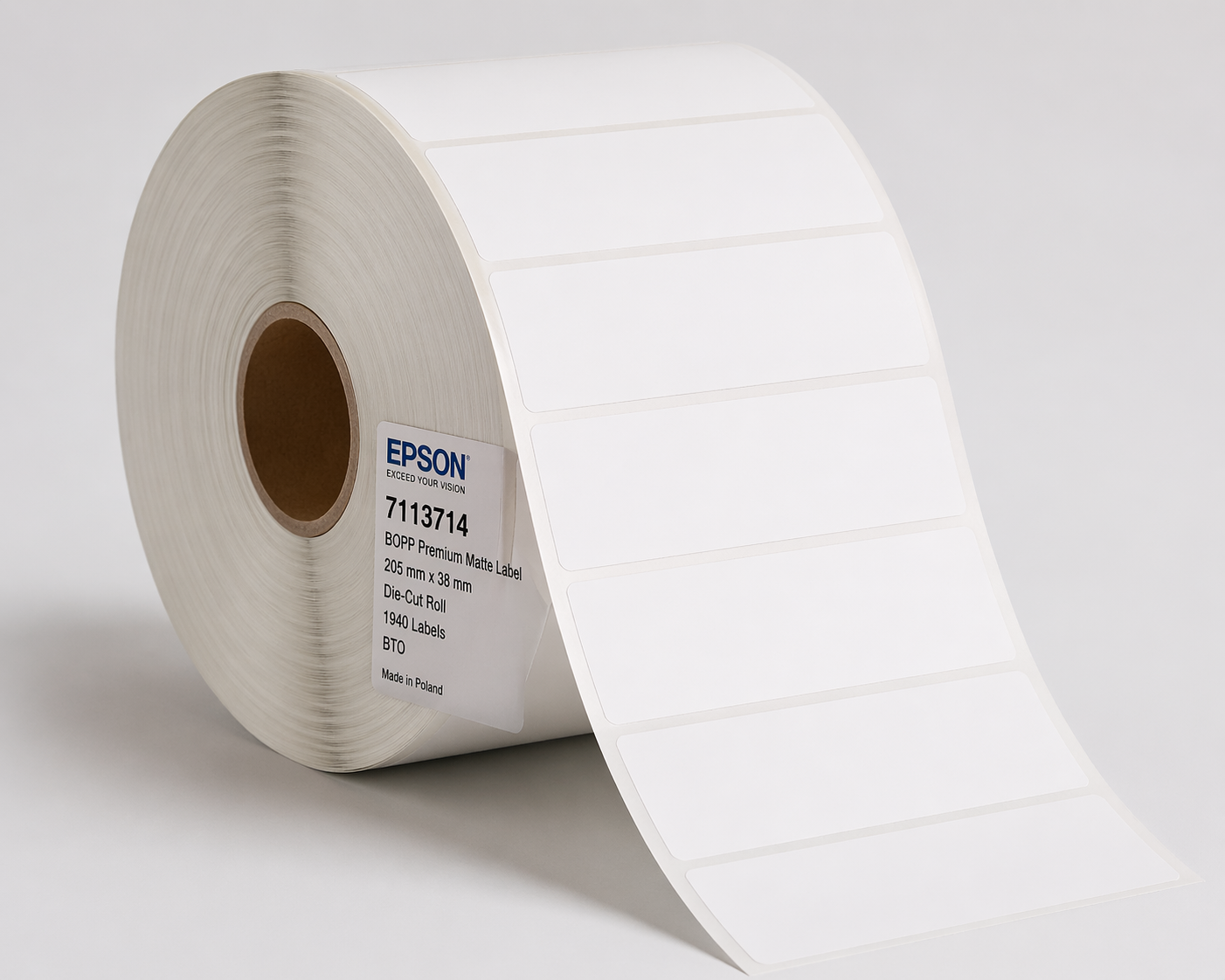 Epson 7113714 - 205 mm X 38 mm, BOPP Premium Matte Label, Die-Cut Roll,1940 Labels, BTO