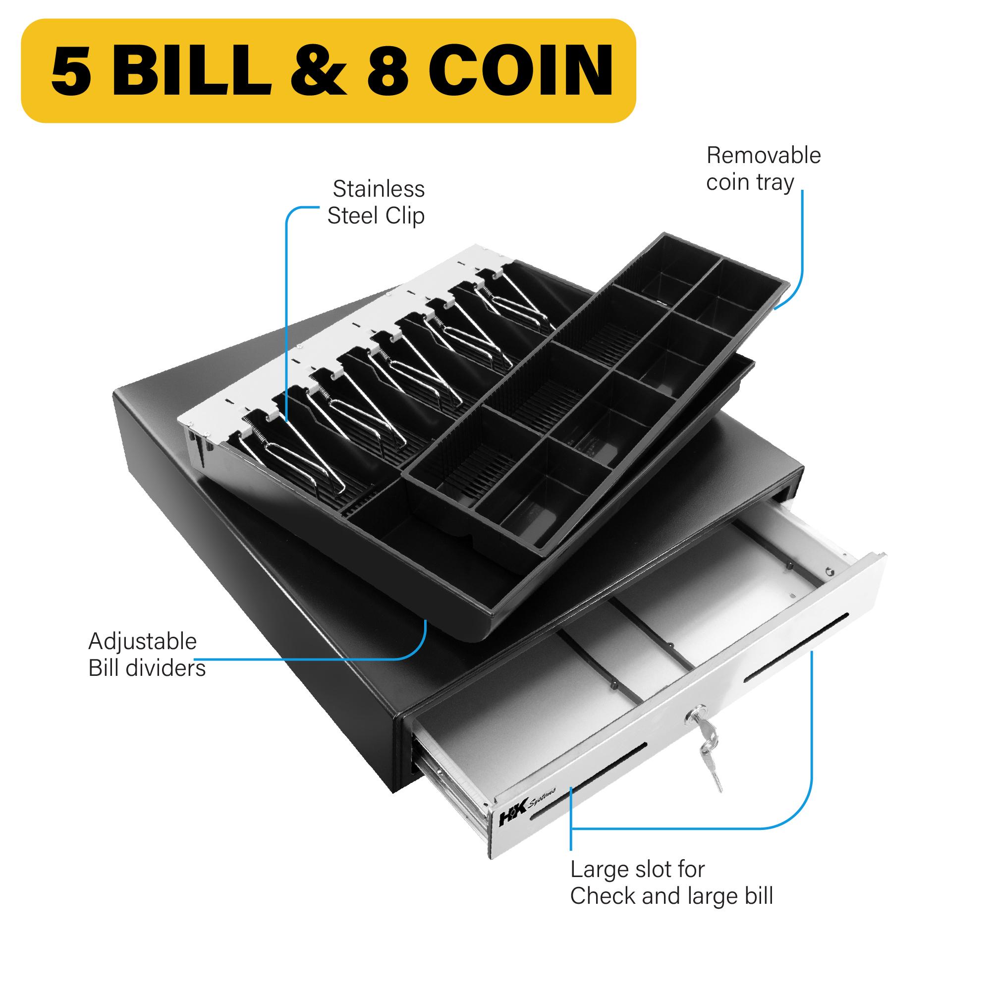 Tcs HS-330A - HS-330A Cash Drawer 330 x 335 x 90/104mm Black. 8C/5B Vertical version of cash tray insert - Image 6