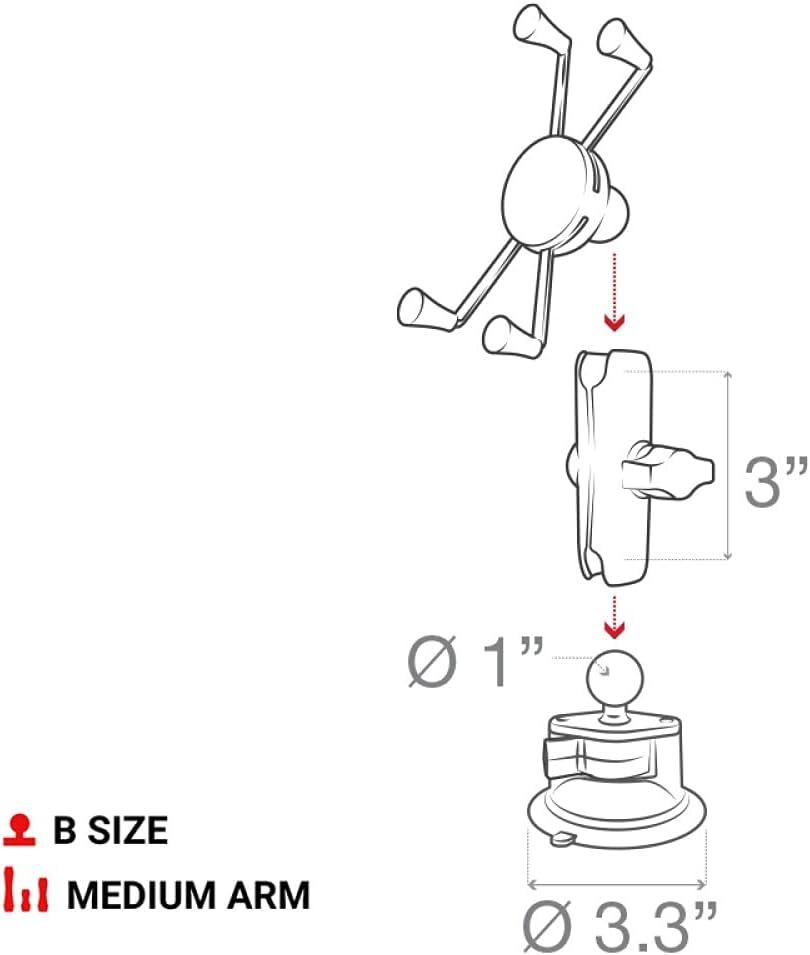 Zebra 3PTY-RAMB166UN10ZEU - RAM Spring-loaded X design securely holds TC devices, includes a tether, RAM Twist-Lock suction cup, adjustable arm, and durable marine-grade materials. - Image 6