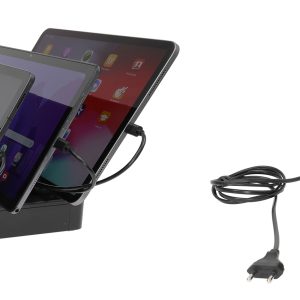Brodit 216202 - Table Stand. 4-way desktop charging dock. With power cable, worldwide adapters included. Fits for devices with USB Type-C charging.