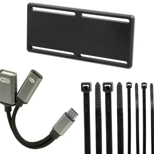 Brodit 216479 - Accessories - USB-C splitter for charging via USB-C 60W PD and USB-A data , with cable holder and cable tie. USB-C Splitter for Charging USB-C 60W PD and USB-A Data , with Cable Retention and Zip Ties