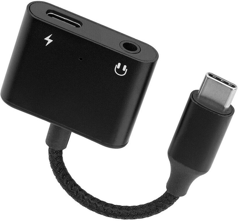 Brodit 216483 - Accessories - 216478 - USB-C splitter for charging 60W PD and 35 mm audio, with cable holder and cable tie. USB-C Splitter for Charging 60W PD and 3