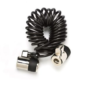 Ergonomic Solutions SPCS101 - ClickSafe Dual Lock Curly Cable, . Chrome -turvakaapeli käyttää kaksinkertaista lukitusratkaisua