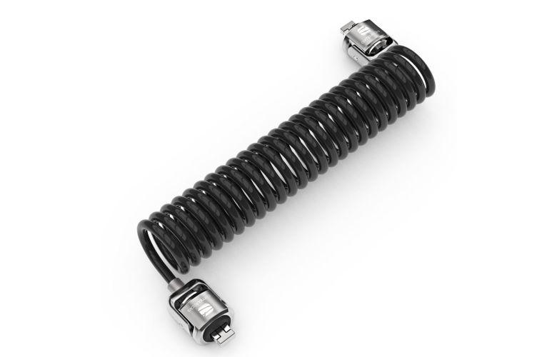 Ergonomic Solutions SPCS101 - ClickSafe Dual Lock Curly Cable, . Chrome -turvakaapeli käyttää kaksinkertaista lukitusratkaisua - Image 2