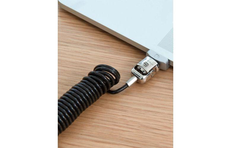 Ergonomic Solutions SPCS101 - ClickSafe Dual Lock Curly Cable, . Chrome -turvakaapeli käyttää kaksinkertaista lukitusratkaisua - Image 3