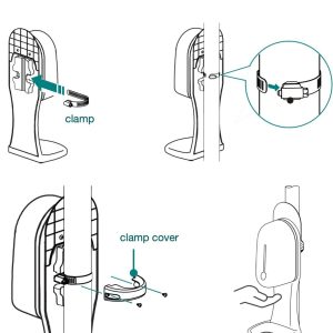 Ergonomic Solutions SAFEGUARD07-02, Hand sanitizer bottle holder, SP1 pole mount.