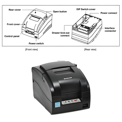Bixolon SRP-275IIIV2AOSG/BEG -Bixolon SRP-275IIIV2AOSG/BEG -SRP-275III, receipt printer, dot-matrix printing, media width (max.): 76 mm, print width (max.): 63mm, roll diameter (max.): 83mm, speed (max.): 5lps, USB (type B), RS232 (25 pin), drawer kickout, BXL/POS, incl.: power supply unit, power cable, receipt roll, colour: black, USB, RS232, black - Image 5