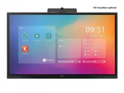 Sharp 60005901 - 86_ LC-Series Interactive Display, UHD, 450 cd/m2, 16/7 proof, Infrared, 20 touch points, OPS Slot, Android SoC, USB-C, HDMI-out.