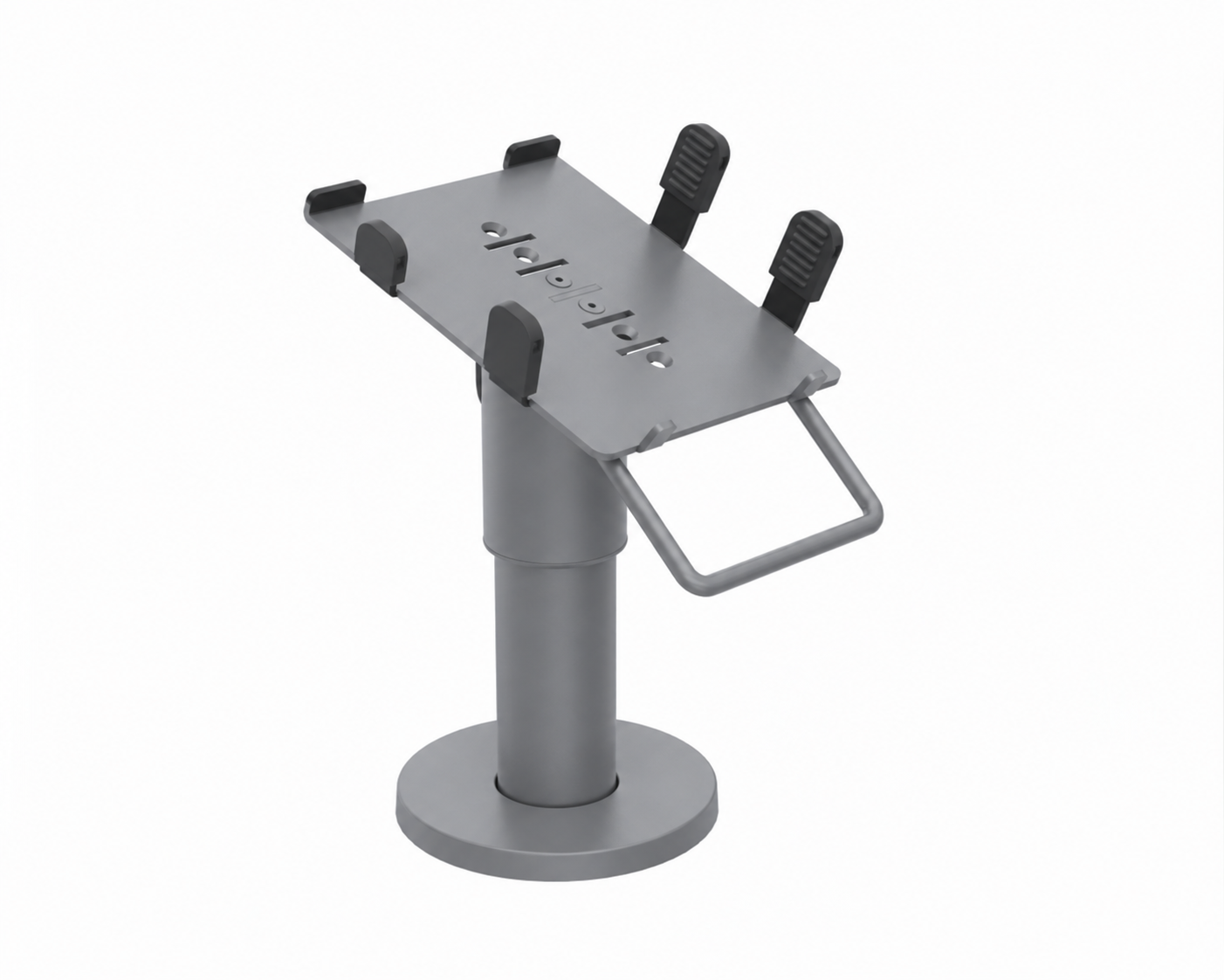 Ergonomic Solutions PAX031-D-05 – PAX Q30 DuraTilt SP1 120 mm -pöytäteline kahvalla, harmaa, värimuokattu havainnekuva