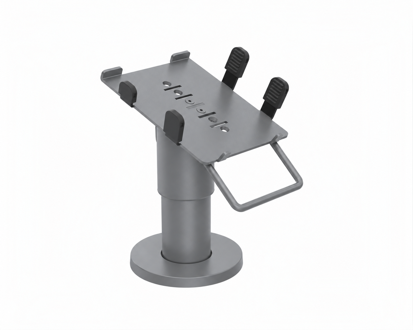 Ergonomic Solutions PAX031-D-MH-05 – PAX Q30 DuraTilt SP2 100 mm -pöytäteline kahvalla, harmaa, värimuokattu havainnekuva
