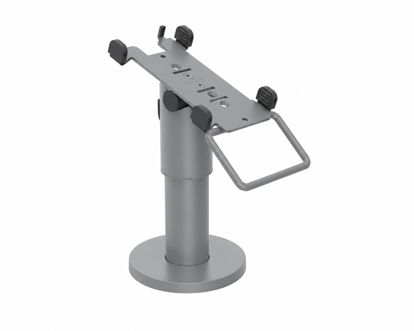Ergonomic Solutions PAX050-D-05 – PAX A50 DuraTilt SP1 120 mm -pöytäteline kahvalla, harmaa, värimuokattu havainnekuva