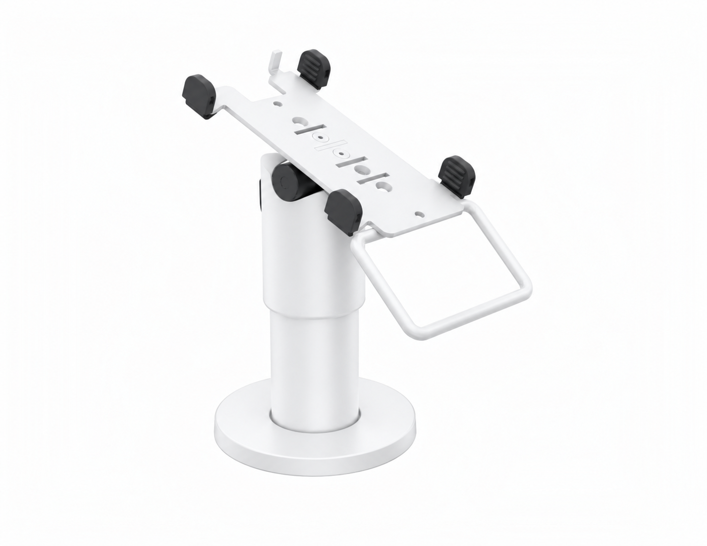 Ergonomic Solutions PAX050-D-MH-32 – PAX A50 DuraTilt SP2 100 mm -pöytäteline kahvalla, valkoinen, värimuokattu havainnekuva