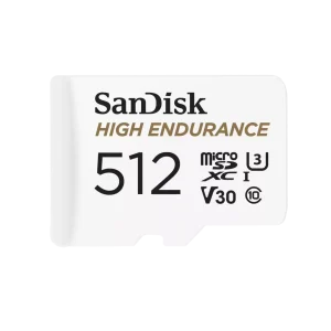 SANDISK SDSQQNR-512G-GN6IA - High Endurance microSDXC 512GB + SD Adapter for dash cams & home monitoring up to 20000 Hours Full HD / 4K videos up to 10