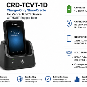 Zebra CRD-TCVT-1D – Charge-Only ShareCradle yhdelle Zebra TC201 -mobiilipäätteelle (ilman Rugged Boot -suojakuorta)