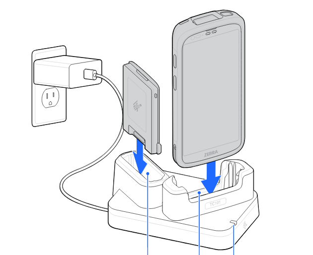 Zebra CRD-TCVTB-1D1B - Charge-Only ShareCradle to charge one TC201 device WITH a rugged boot and one spare battery