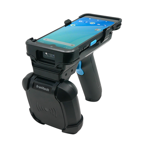 Unitech RG768 Plus -UHF RFID -pistoolikahvalukija, pistoolikahva ja yhteensopiva PA768-pääte, tuotekuva