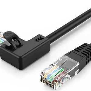 Keonn PCBLUTPCAT5RJ4MRAMST – Cat.5e UTP-verkkokaapeli, RJ45 90° / suora, musta, 3,05 m