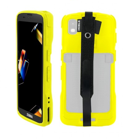 Mobilis 52073 – PROTECH HI-VIS Yellow -suojakotelo + käsihihna Zebra TC101 / TC201, Pantone 803C