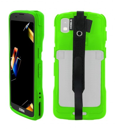 Mobilis 52074 – PROTECH HI-VIS Green -suojakotelo + käsihihna Zebra TC101 / TC201, Pantone 802C