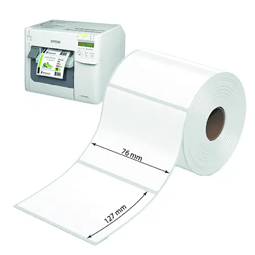 ESEN OZ293876127 – 76 × 127 mm mattapintainen PP-synteettinen etikettirulla, 220 etikettiä, Epson ColorWorks C3500/C4000e - Image 2