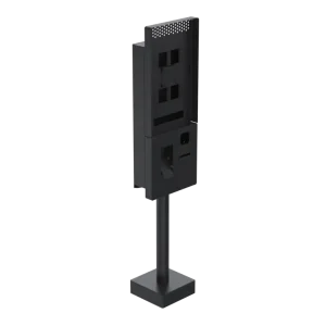 Ergonomic Solutions QSRK27MTS001-02 – yksipuolinen 27" MicroTouch QSR -lattiakioski, Magellan 1500i -skannerituki, musta