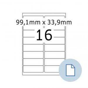 HERMA TopStick 8756 A4-tarrat, 99,1 × 33,9 mm, 16 tarraa arkilla