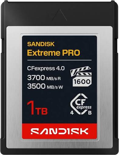 SANDISK SDCFEB-1T00-GN4NN – Extreme PRO CFexpress 4.0 Type B 1TB, PCIe Gen4, 3700 MB/s luku / 3500 MB/s kirjoitus